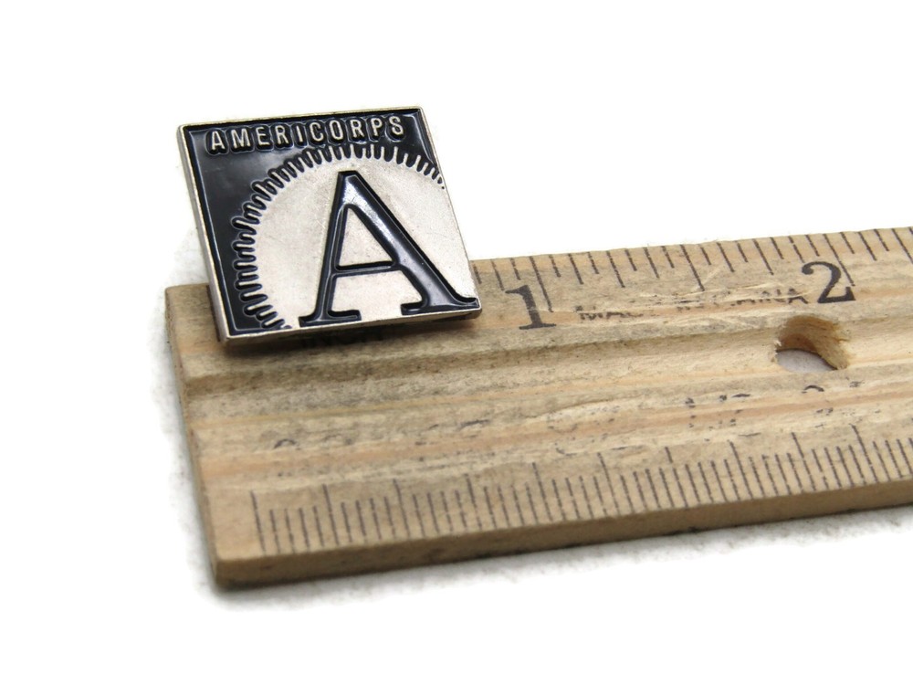 Americorps Lettered Pin Black & Silver Tone