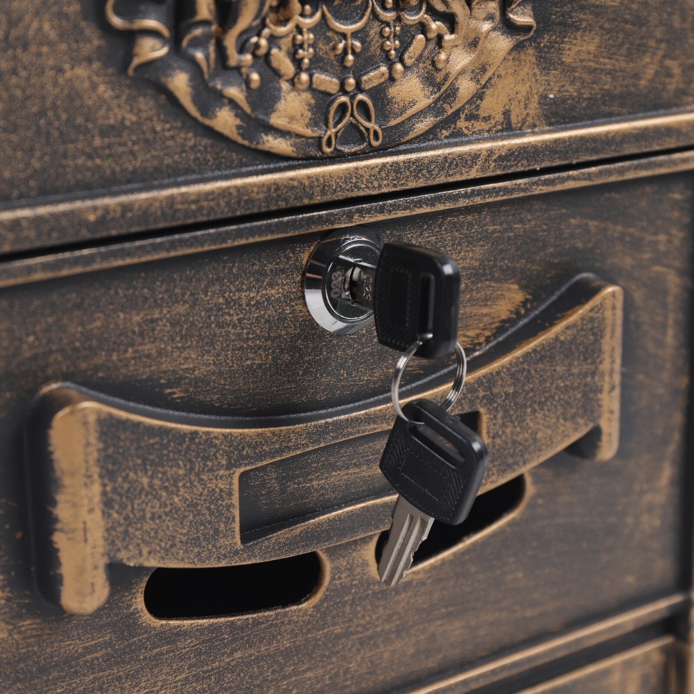 European Retro Wall-Mounted Mailbox with Lock and Viewing Windows