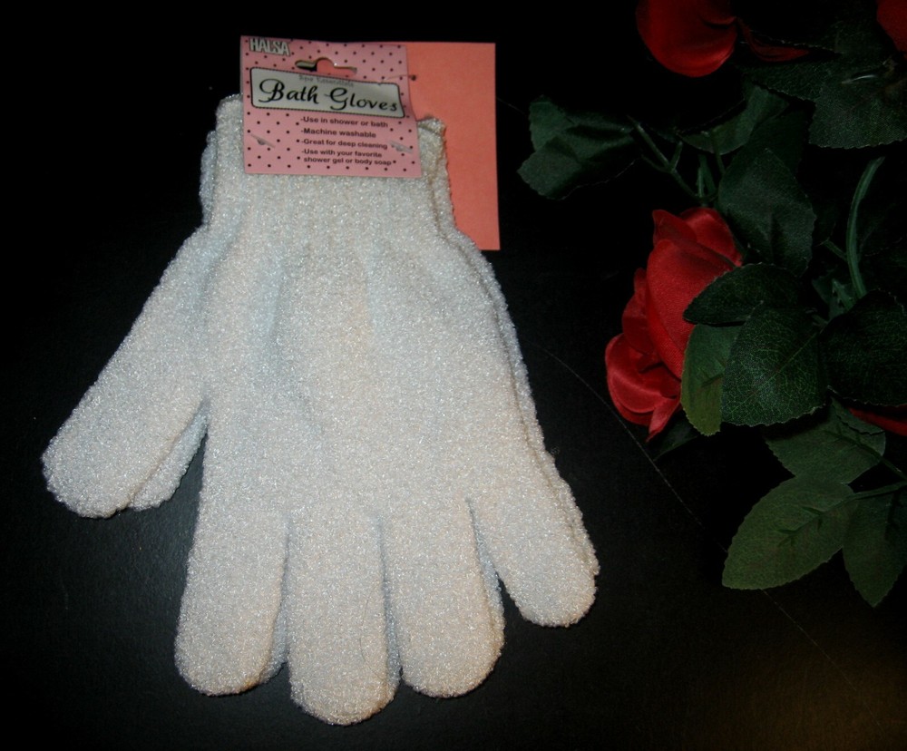 Halsa Spa Essentials Unisex Bath Gloves, 1 Pair White