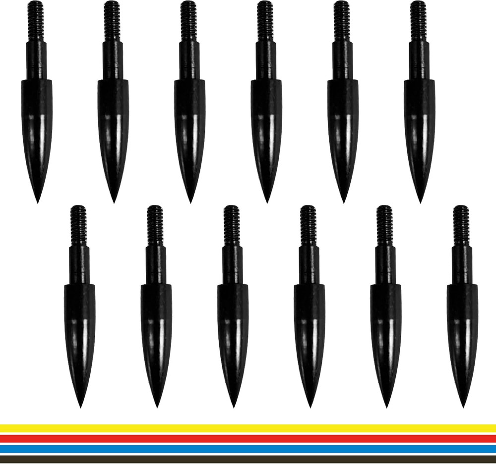 12Pcs Archery Field Tips 100-200 Grain for Recurve & Compound Bows