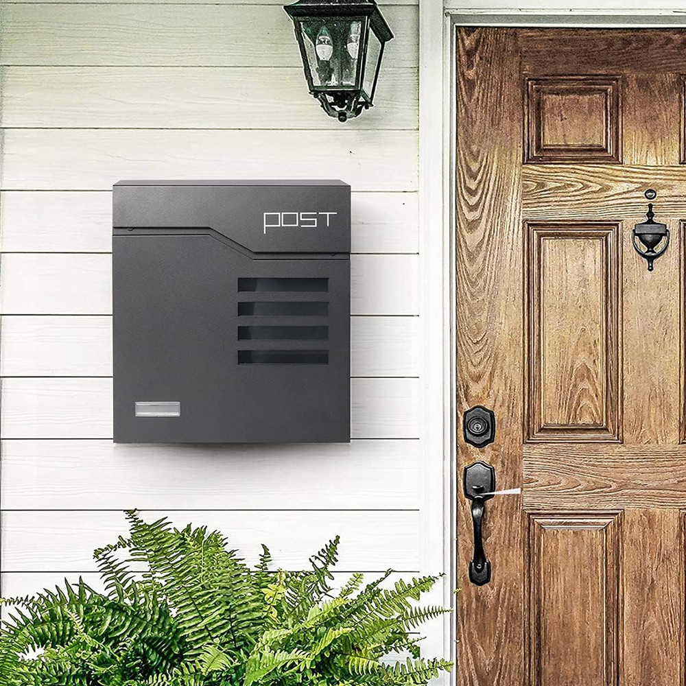 Large Mailbox Wall Mount With Lock Modern Mailboxes For Outside Black 14.4 X 13
