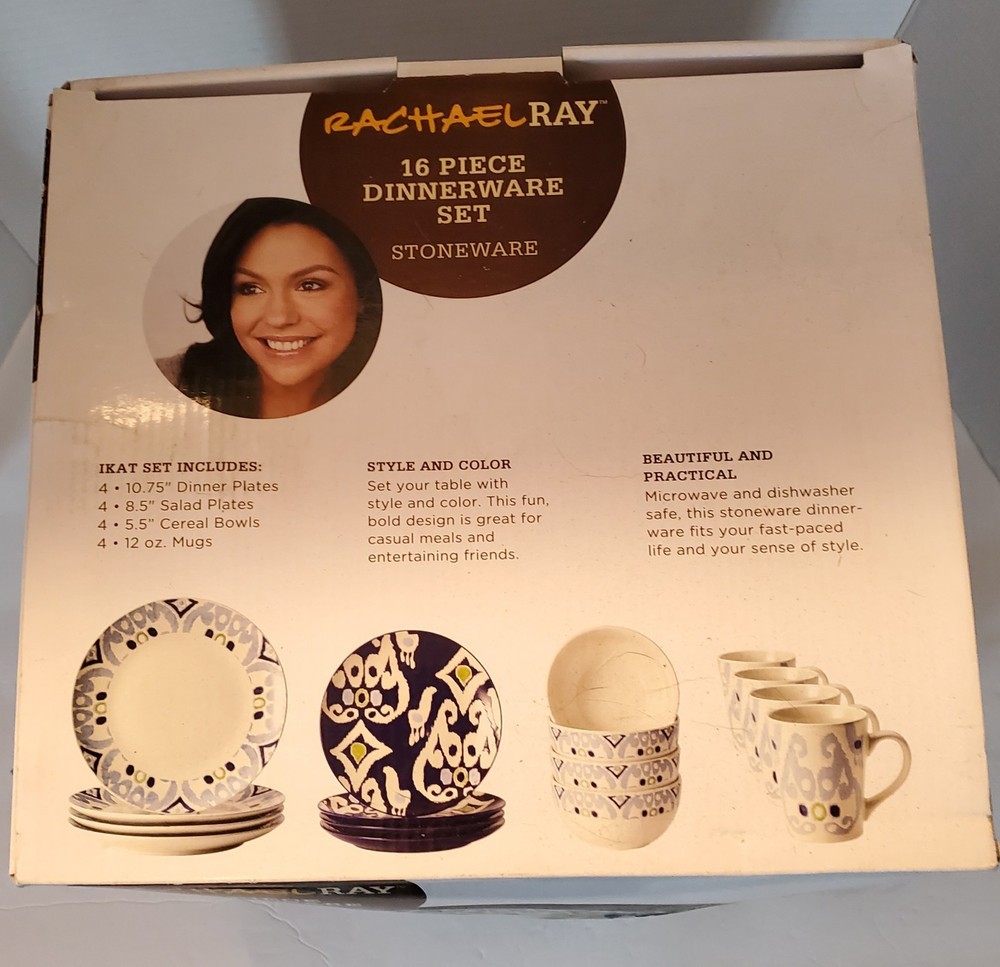 Rachael Ray Dinnerware Ikat 16-Piece Stoneware Dinnerware Set