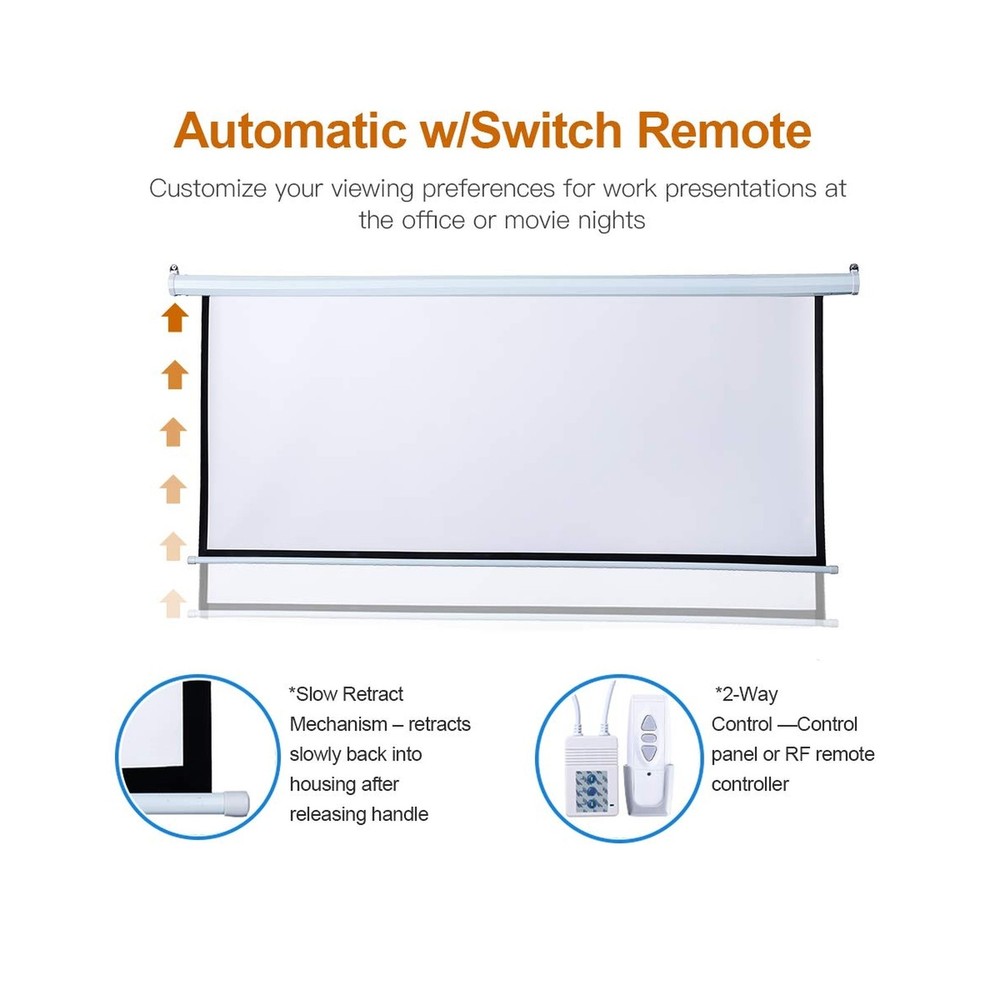 Auto Motorized Projector Screen 100 inch 16:9 HD Diagonal with Remote Control...