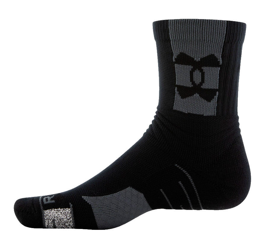 Under Armour Project Rock Socks Mens Medium One Pair PR Playmaker Mid Crew Black