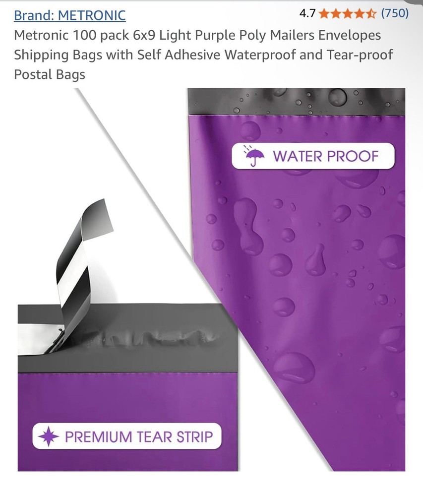 6 X 9 Purple Poly Mailers (100 Pack)