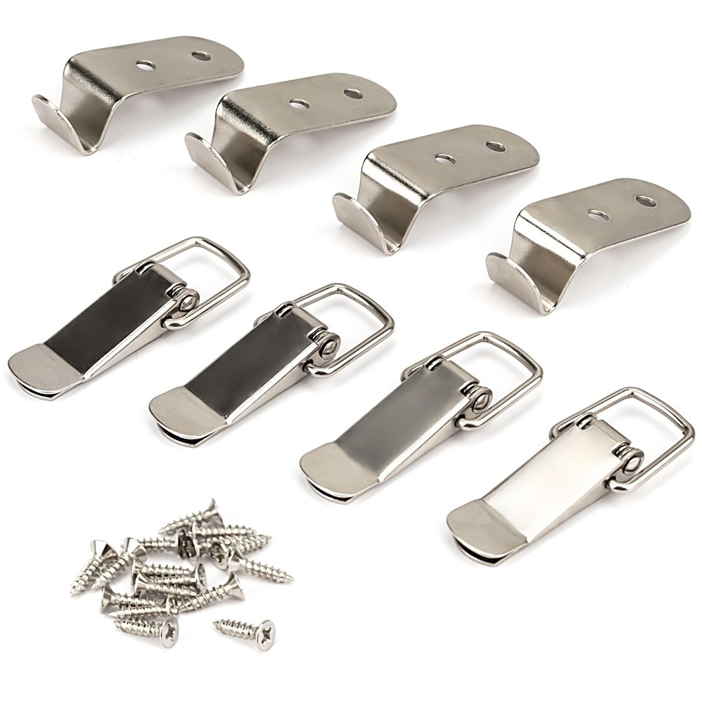 Lesnala 8 Pcs Stainless Steel 90 Degree Spring Toggle Lock Silver-8pcs