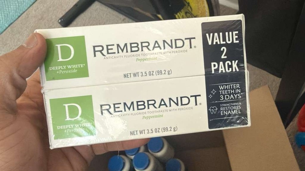Rembrandt Deeply White + Peroxide Whitening Toothpaste, Peppermint Flavor 2 Pack