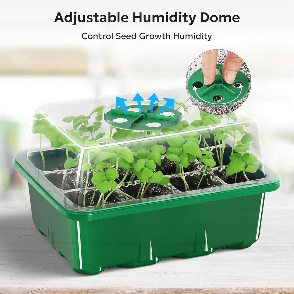 10-Pack Seed Starter Kit with Humidity Dome - 120 Cells for Quick Germination
