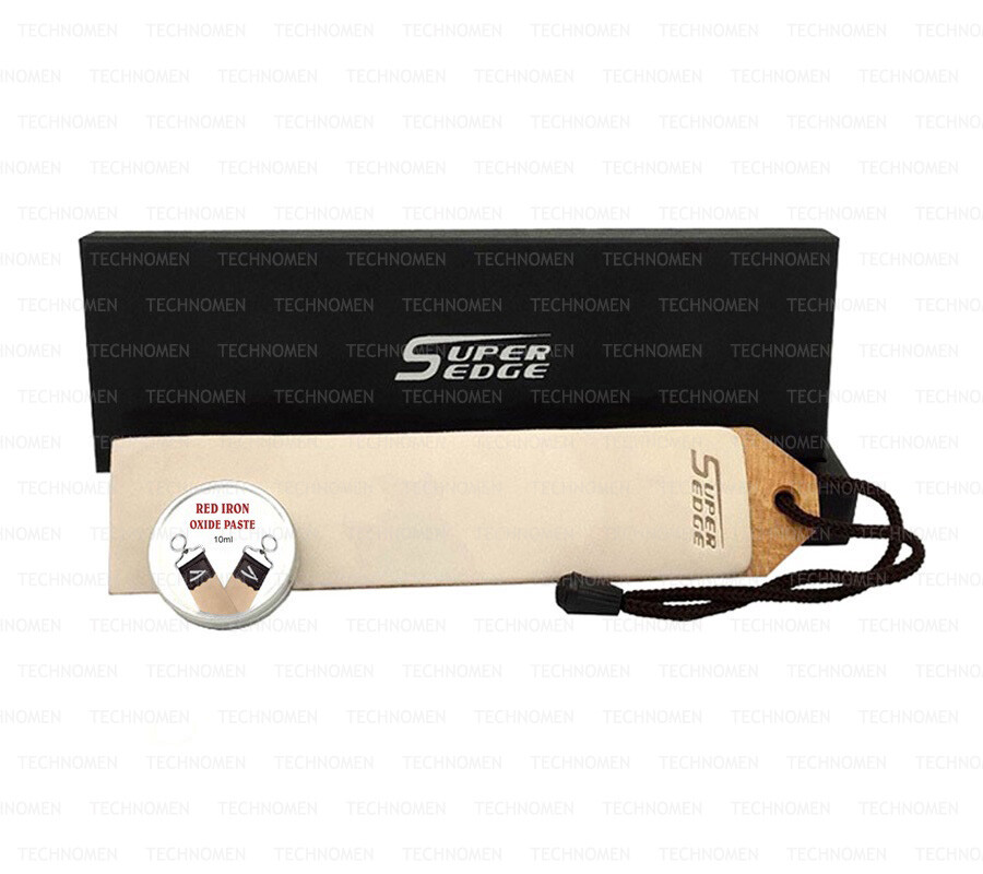 BUSHCRAFT KNIFE SHAVING RAZOR SHARPENING LEATHER POCKET STROP IRON OXIDE PASTE