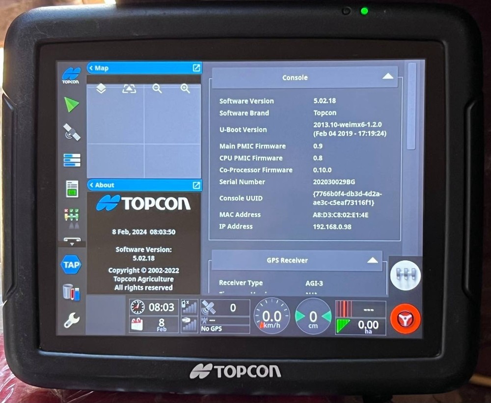 Topcon x25 Display Console P/N: AGA4397 Auto Steer Auto Section Control