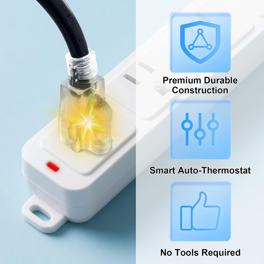 1PC 120V 15A Temperature Controlled Extension Cord, Heat Cable Controller