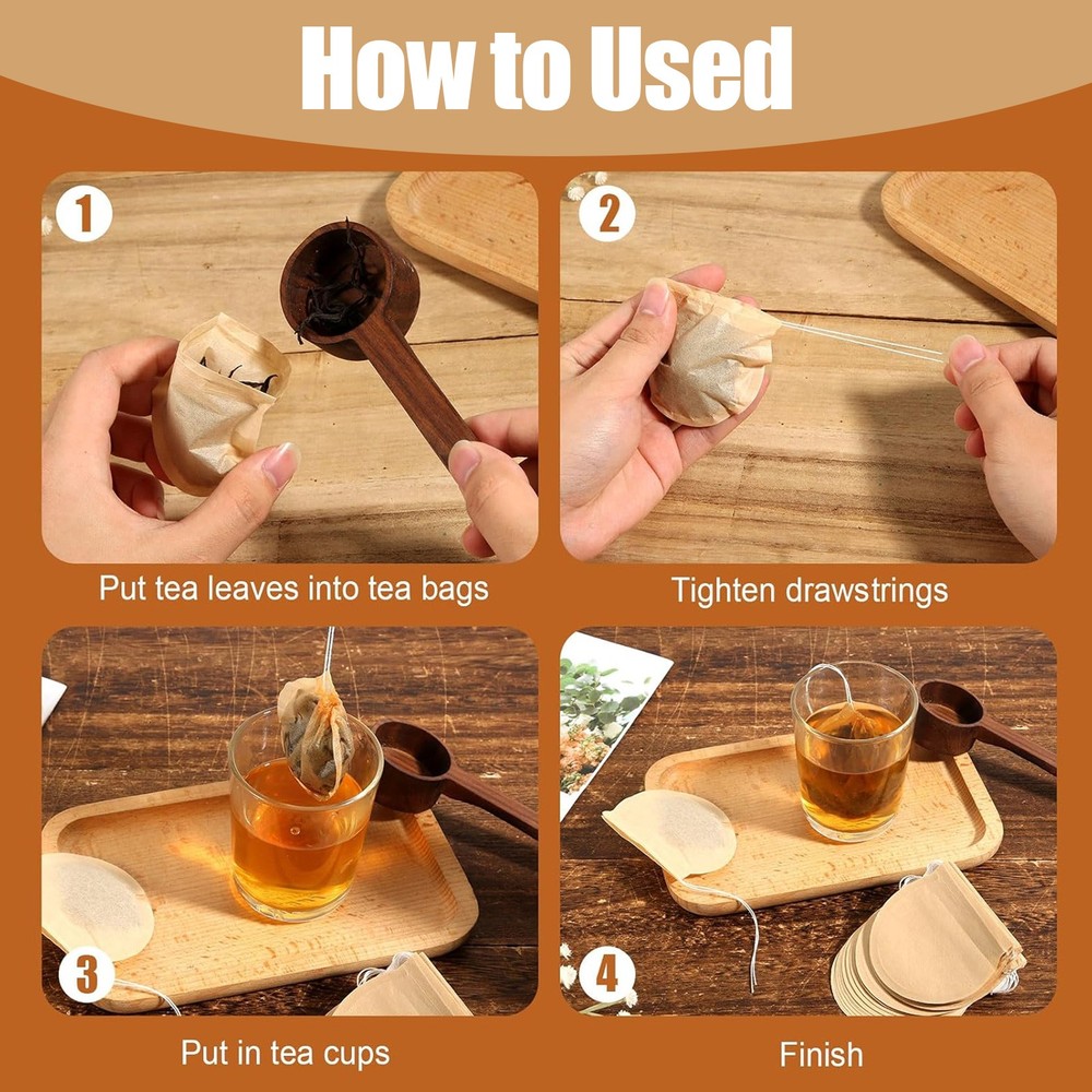 300x Non-woven Tea bag Filter Disposable Empty Teabags Loose Leaf Drawstring Bag