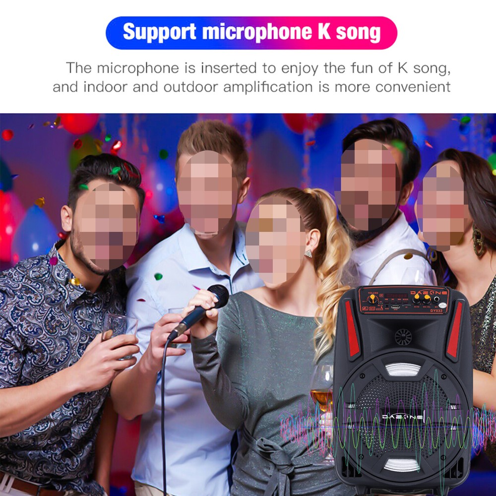8" BT Party Bluetooth Speaker System Big Led Portable Stereo Tailgate Loud 2023