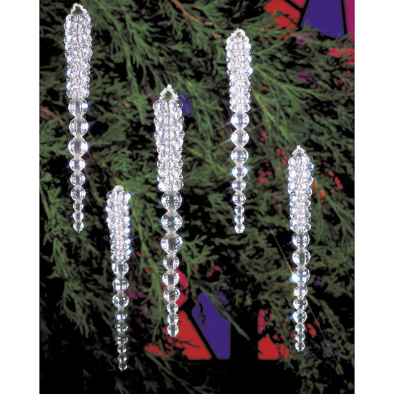 Holiday Beaded Ornament Kit Sparkling Icicles 3.75" Makes 30