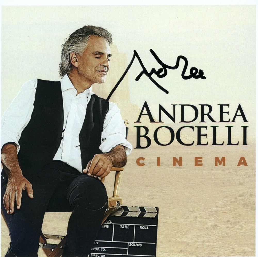 ANDREA BOCELLI " Cinema " Autographed CD Insert ACOA Certified