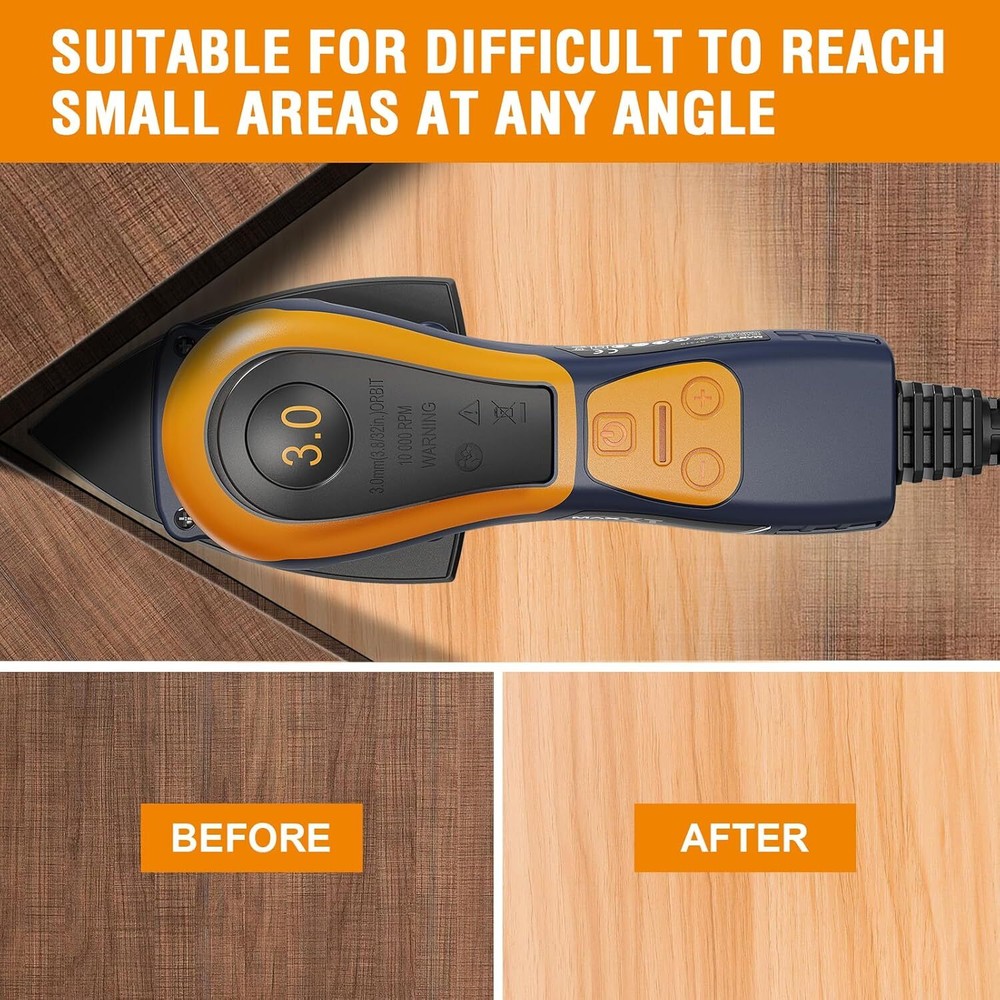 MAXXT 350W Mouse Sander, Low Vibration, Advanced Dust Collection for Woodworking