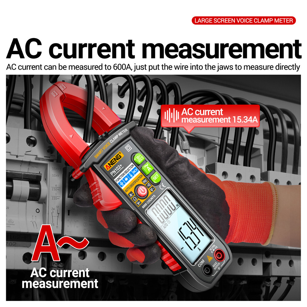 ANENG Smart Digital Clamp Meter Voice Broadcast Multimeter AC DC Volt Temp Meter
