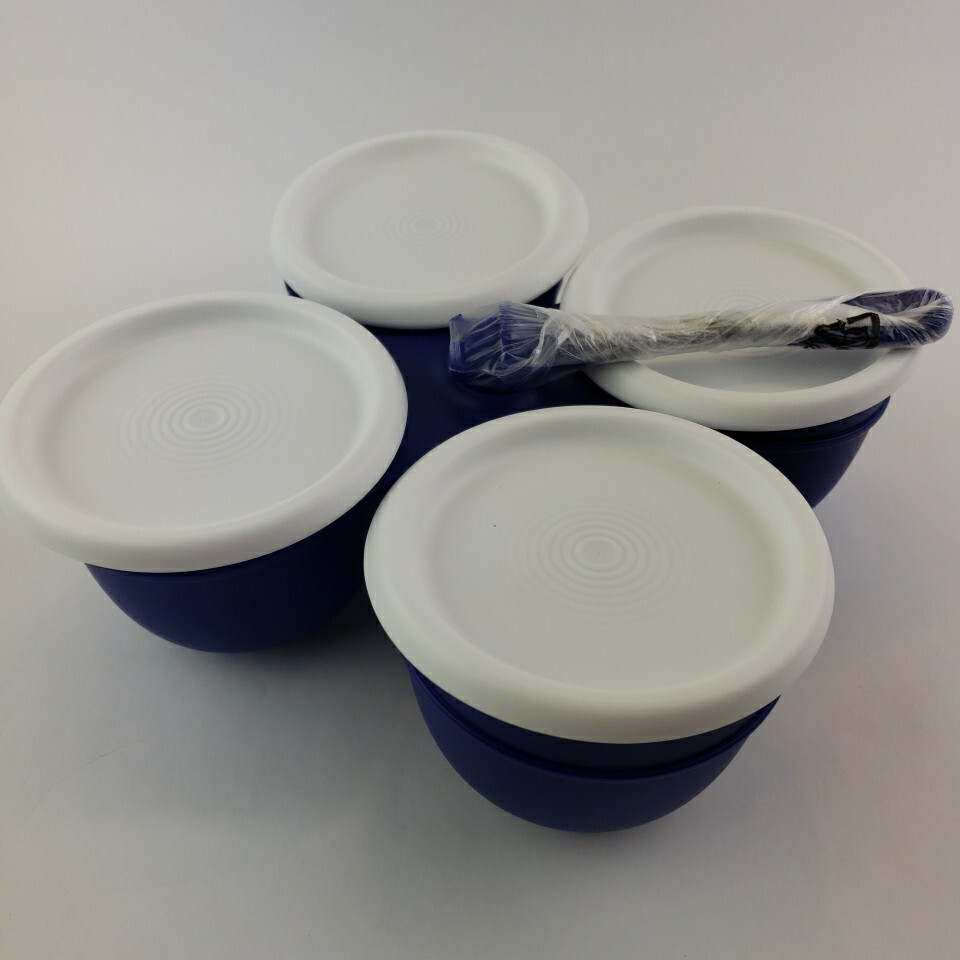 Tupperware Essentials 4 Section Condiment Server Set Black w/White seals NEW