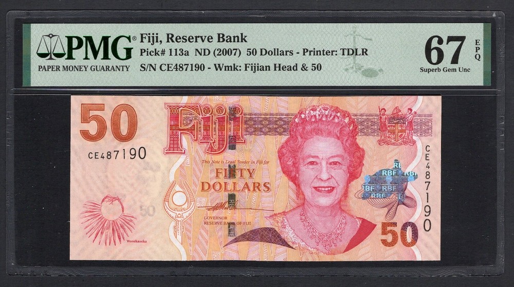Fiji 50 Dollars ND(2007) P113a Uncirculated Grade 67
