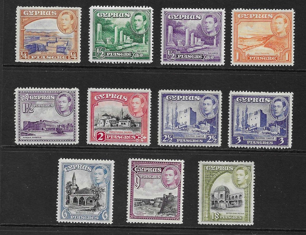 Cyprus 1938. 11 values. SG151 - 160. Mint