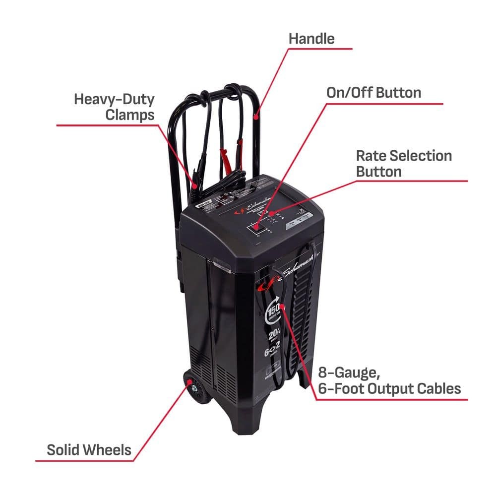 Wheeled Automatic 150A Wheeled Car Battery Charger Engine Starter 12V 20A Boost