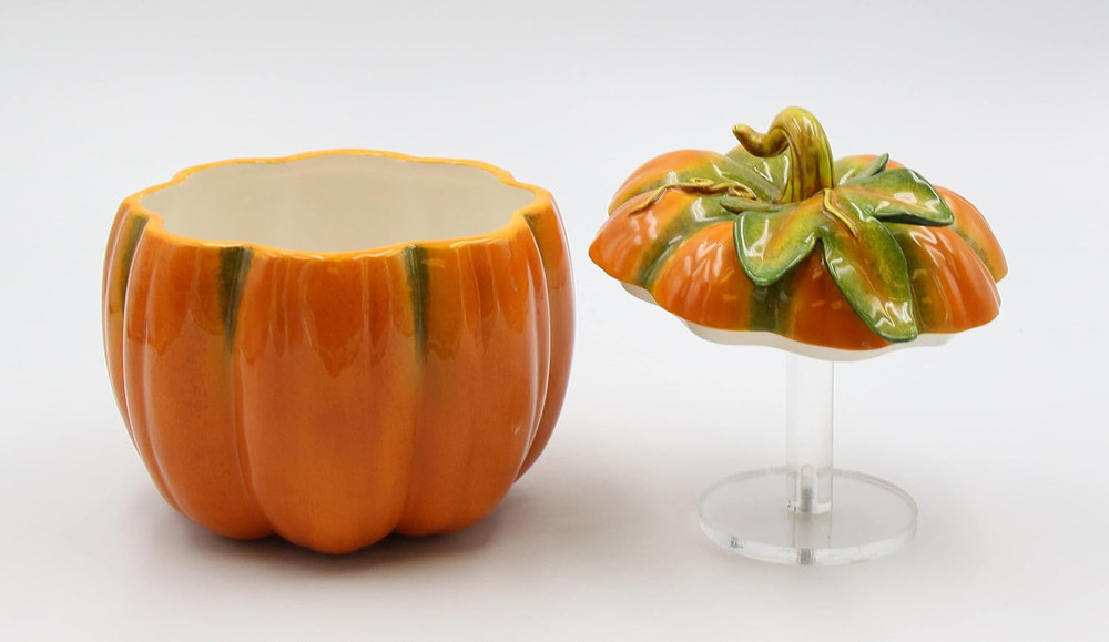10365 Fine Ceramic Pumpkin Box, 6-1/8-Inch Orange