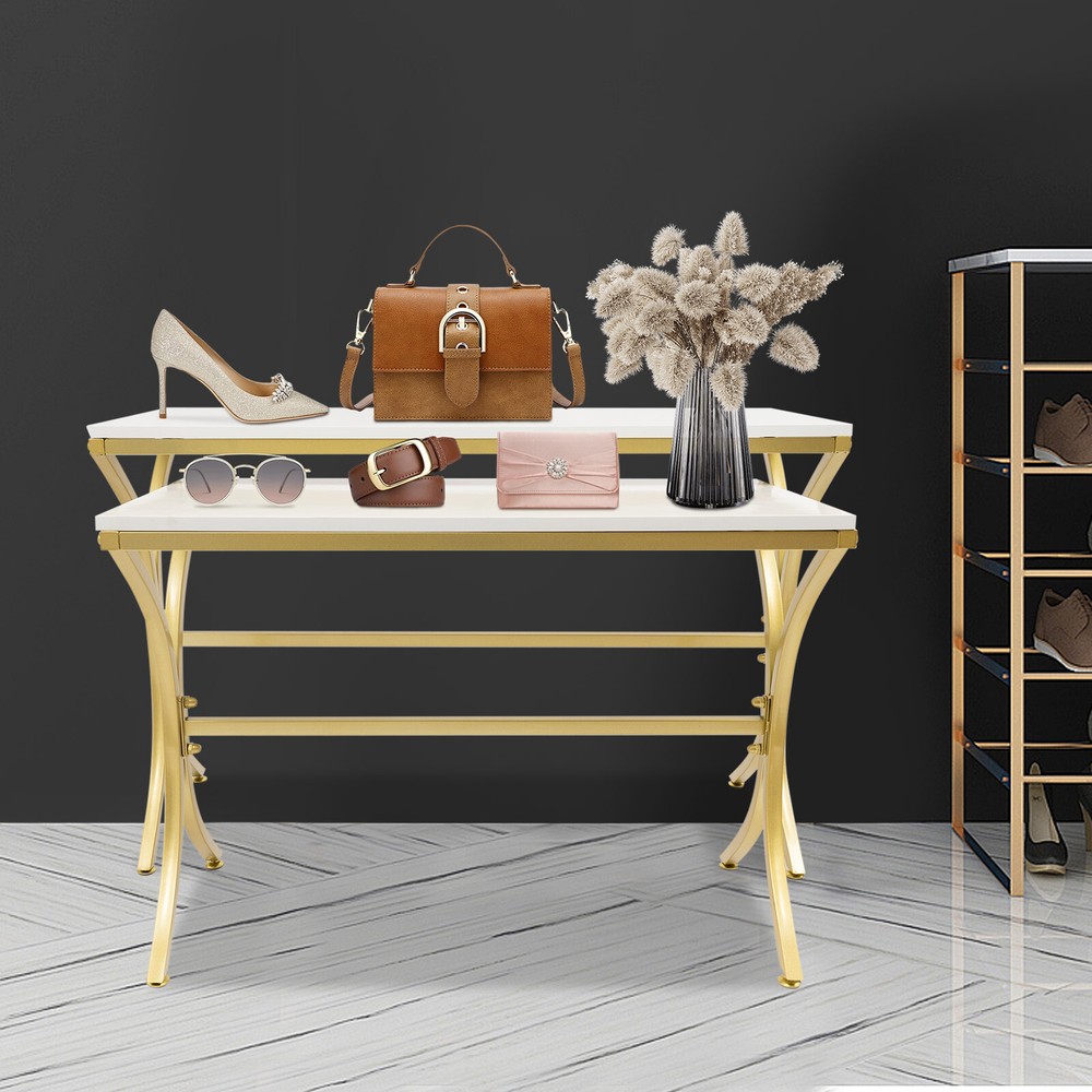 2pcs Handbag Display Stands, Display Riser Shelves, Modern Nesting Tables US