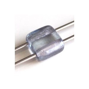 Flat Square 2-Hole Bead, Luster Blue, 6mm