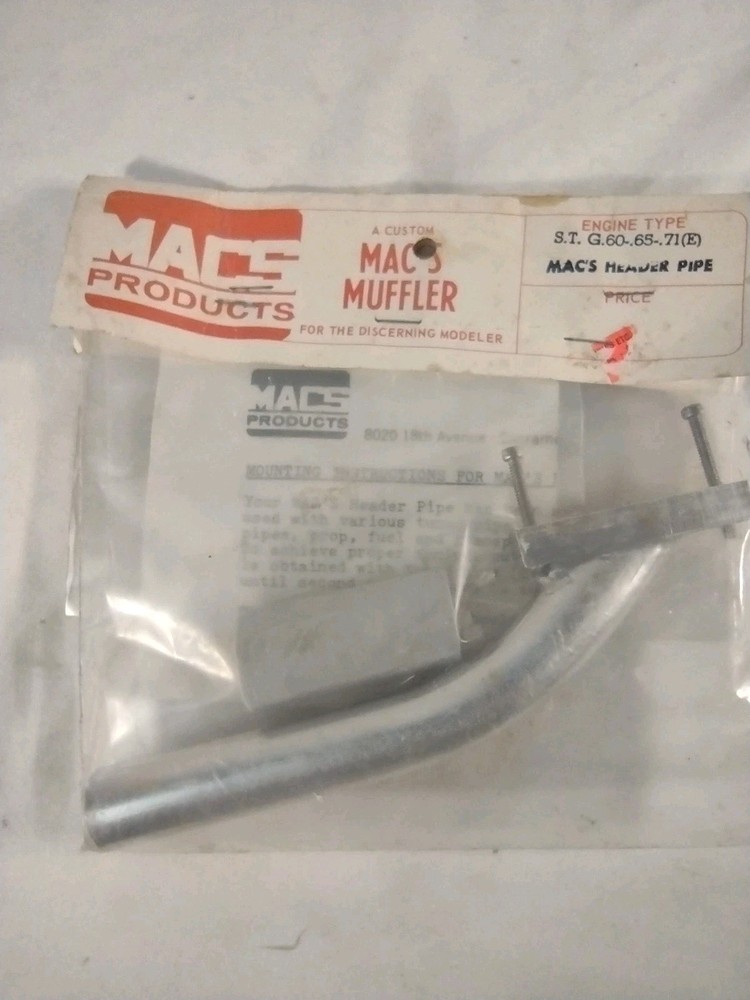 Model Airplane Engine Header Mac's
