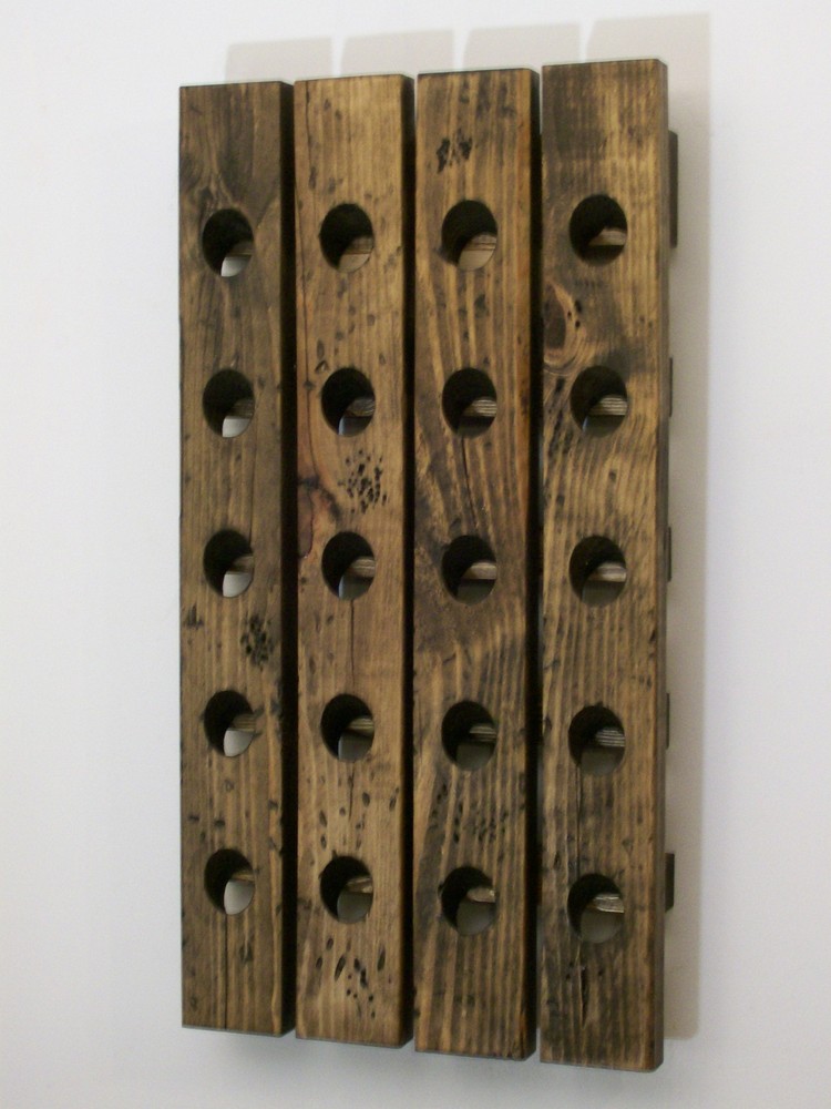 Matched Set: 2 Wood Wine Racks Distressed Wood