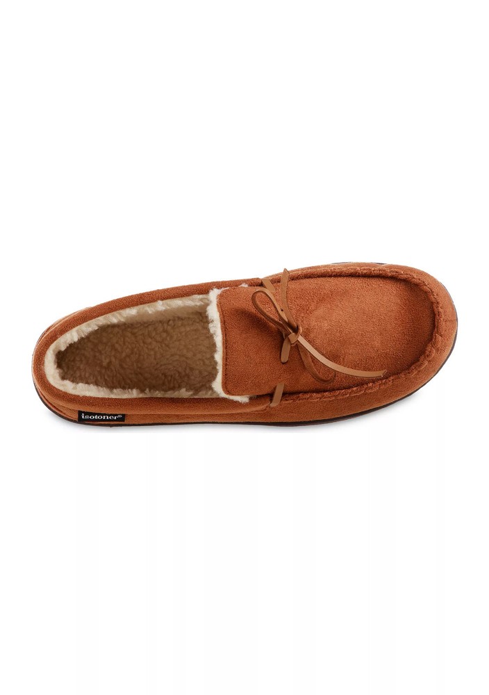 isotoner Men's Microsuede Nigel Moccasins (Cognac, Medium) 8-9.
