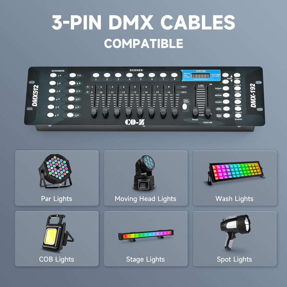 192 DMX 512 Stage DJ Light Controller Lighting Mixer Board Console for Light Sho