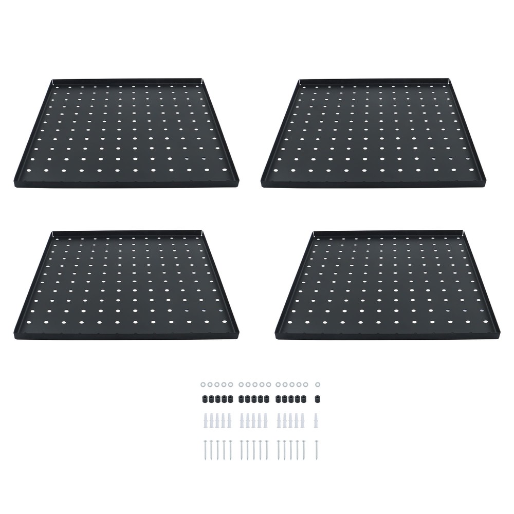 4 Pack Metal Pegboards Peg Boards Wall Organizer Panel Storage Hanger Tool Black