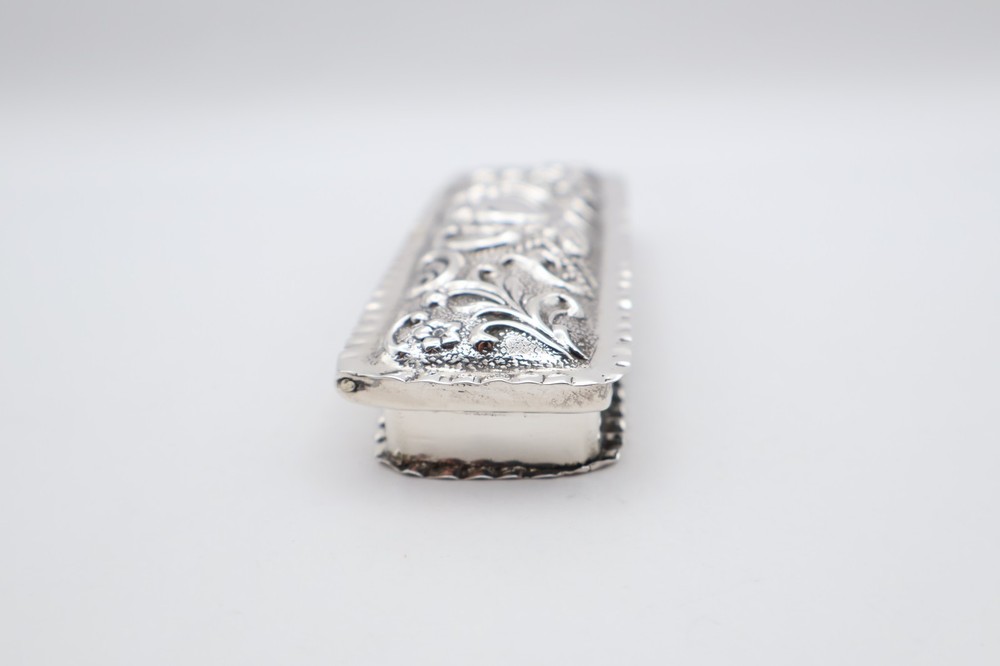 Antique Solid Silver Repousse Trinket Box Hallmarked Birmingham 1903