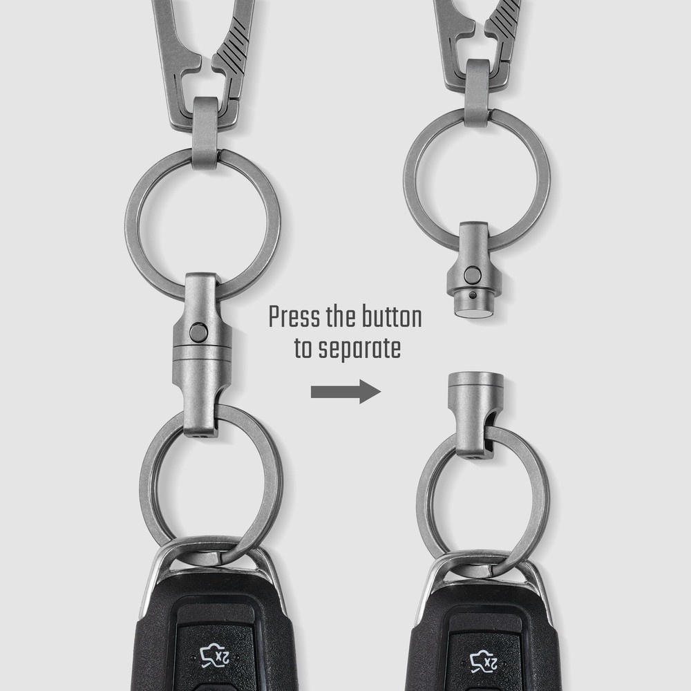 KeyUnity KA45 Titanium Quick Release Keychain, OneHand Detachable Magnetic Co...