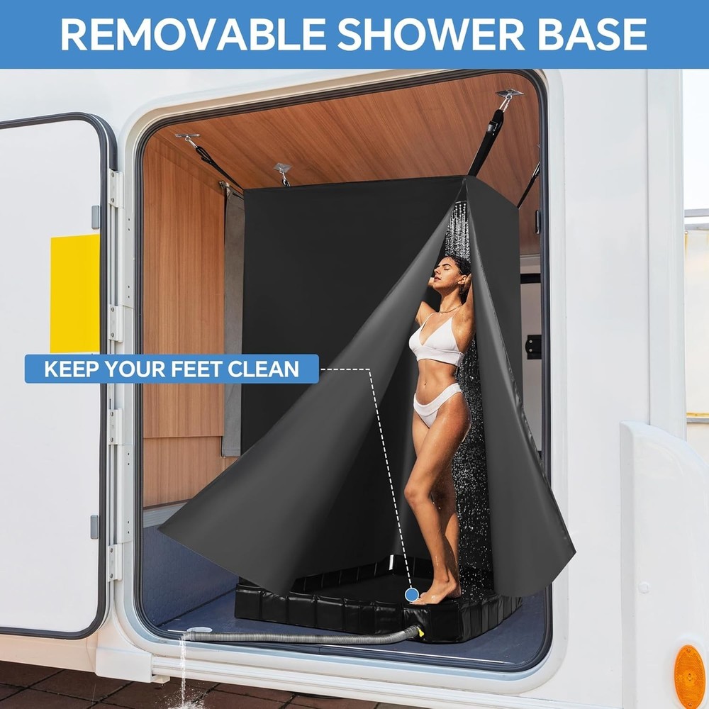 Portable Camping Shower Tent and Foldable Basin Set Waterproof Bath System