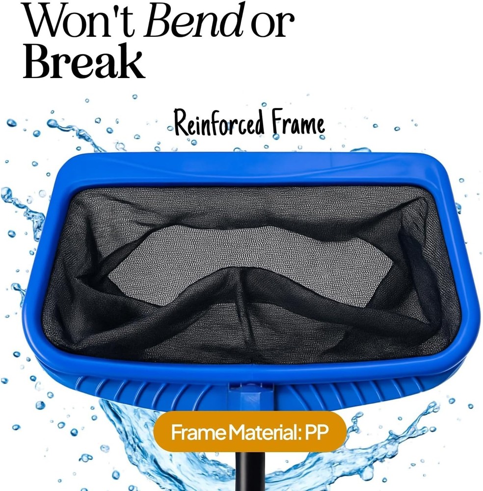 Ultra-Durable Pool Skimmer Net with Extra Deep Mesh for Effective Cleaning 17"