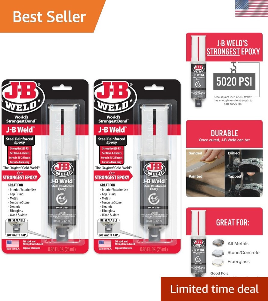 Steel Reinforced Epoxy Syringe 2 Pack - High Strength, Fast Setting Solution
