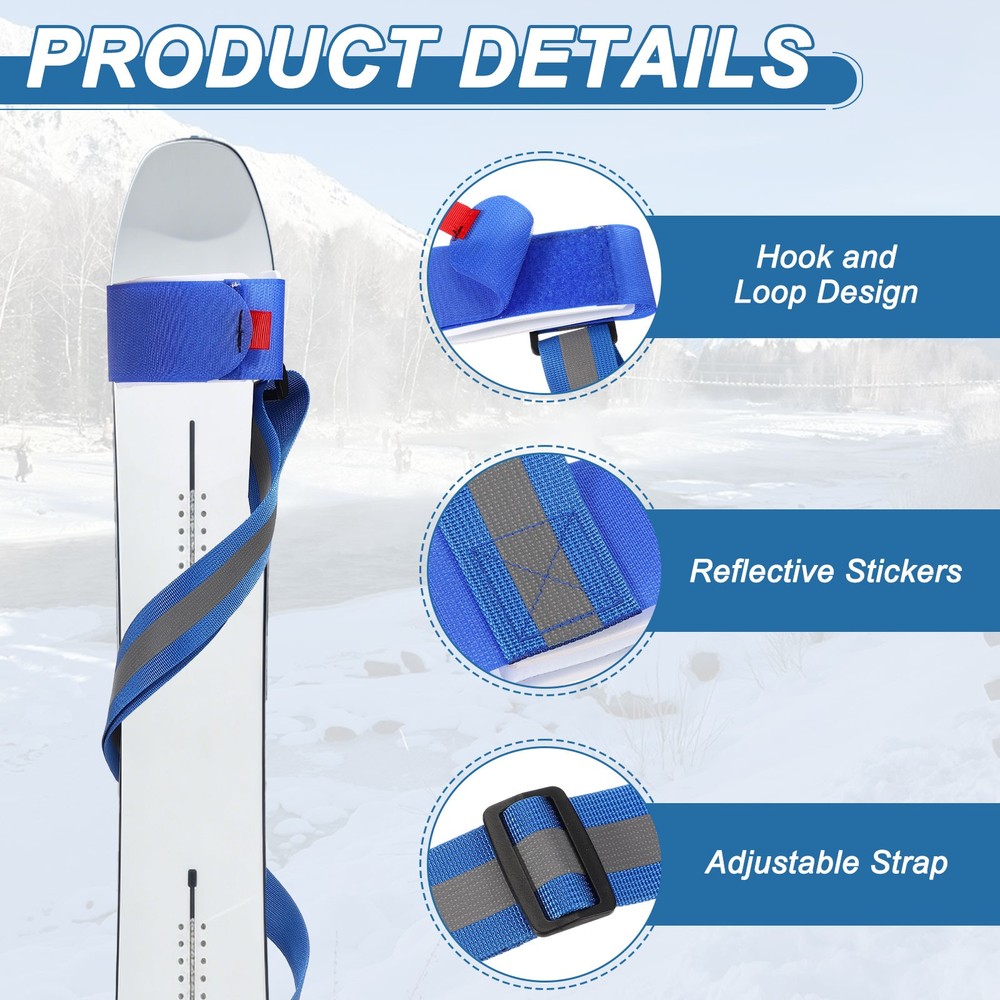 Ski Strap, Adjustable Ski Carrier Shoulder Straps,Blue & 48.4"