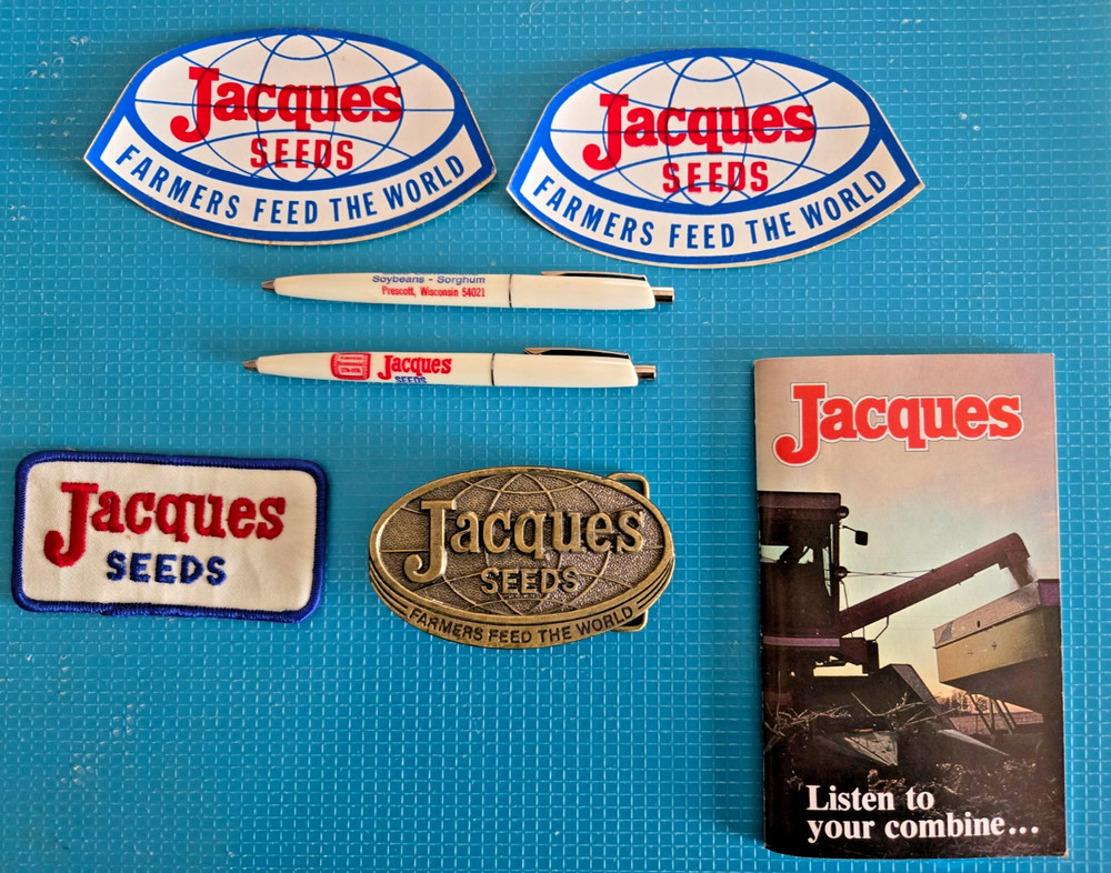 Vintage Jacques Seeds Assorted Advertising Items / Buckle, Patch, Pen & etc.