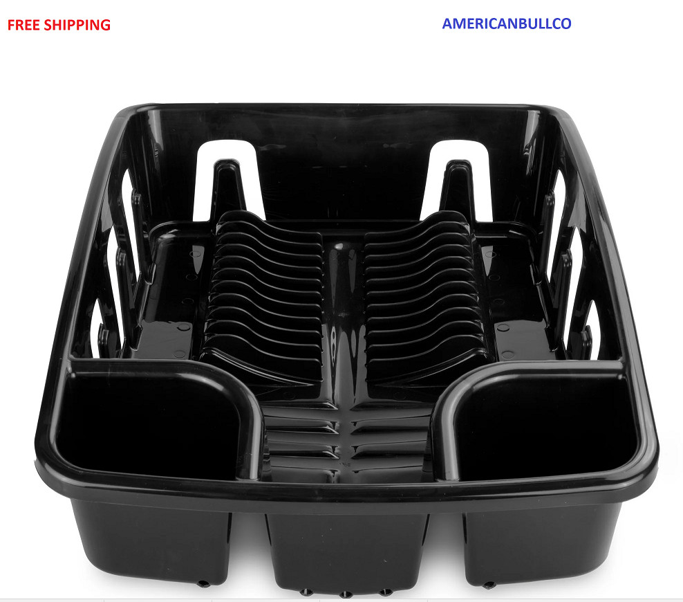 Dish Drying Rack, Sterilite Dish Rack with Self Draining Base, Black