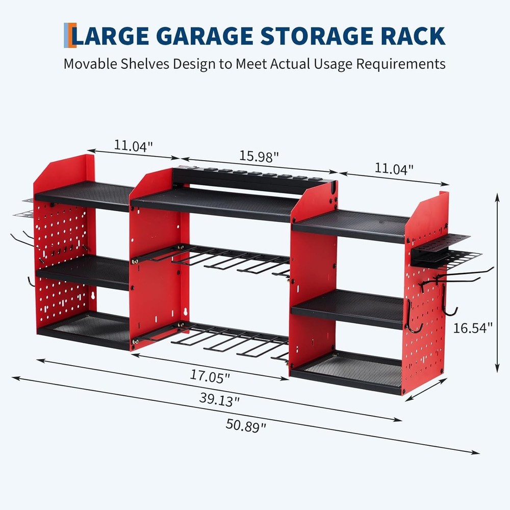 8 Drill Power Tool Organizer Wall Mount Garage Storage Rack 3-Layer Drill Holder