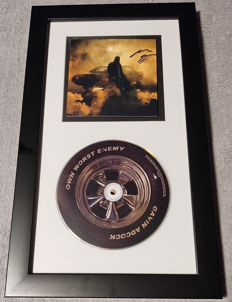 GAVIN ADCOCK SIGNED OWN WORST ENEMY CD ART CARD FRAMED