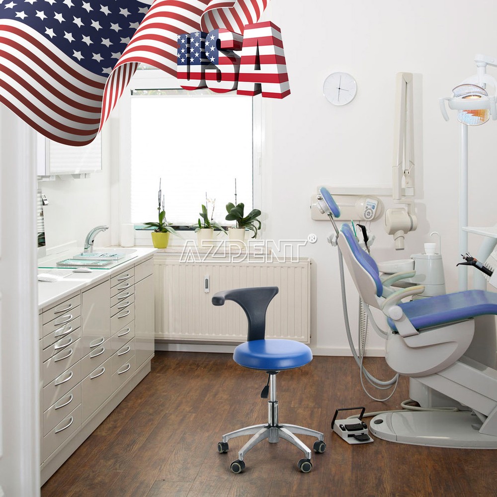Dental Mobile Assistant Stool & Folding Exam Chair with LED Light PU Leather