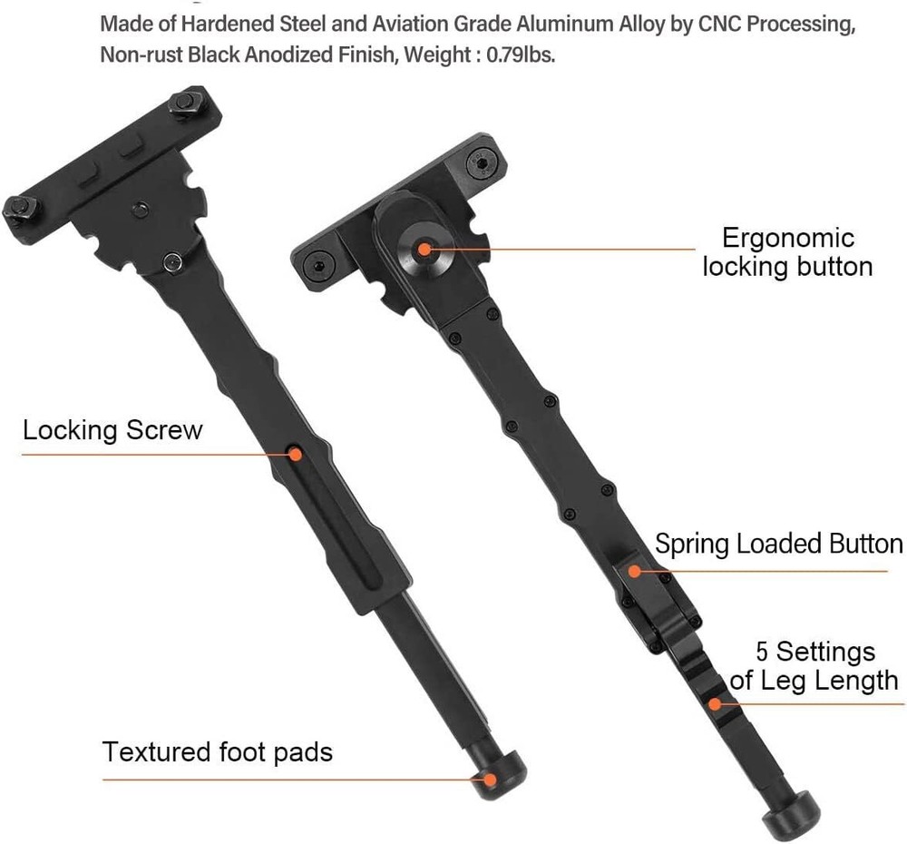 Split Bipod Adjustable Tactical Stand Rifle Bipod V9 Hunting Bipod