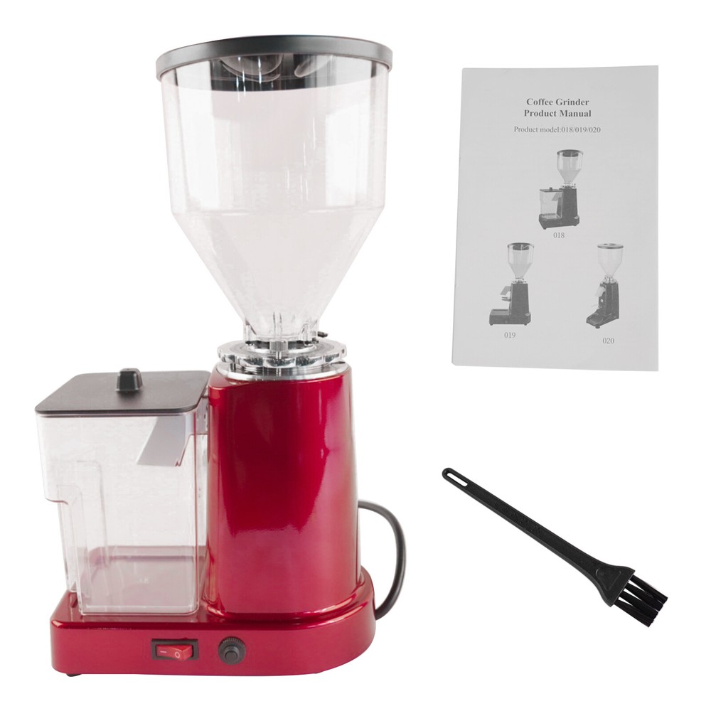 Adjustable Bulk Coffee Grinder 35oz w/ 19 Grinding Settings Flat Burr Black/Red