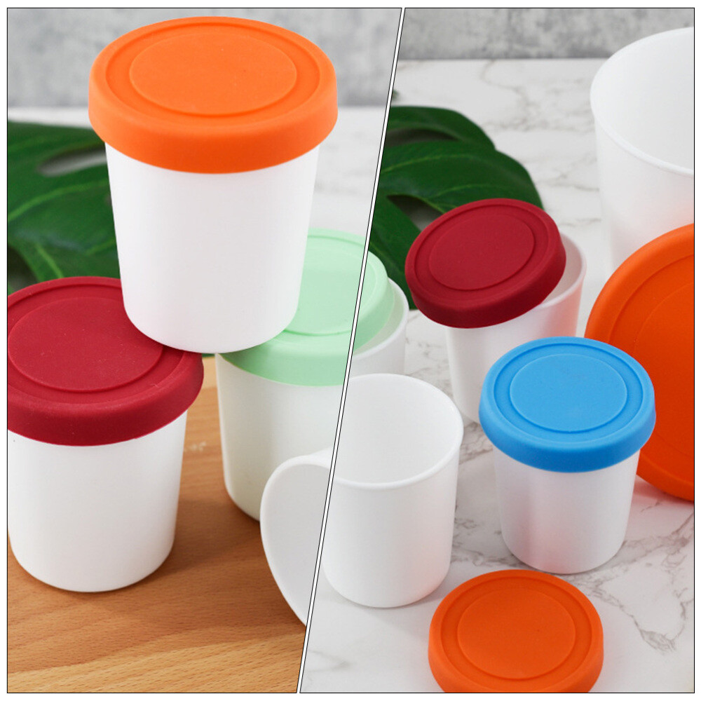 4 Pcs Homemade Ice Cream Yogurt Container Cups Stackable Freezer Containers