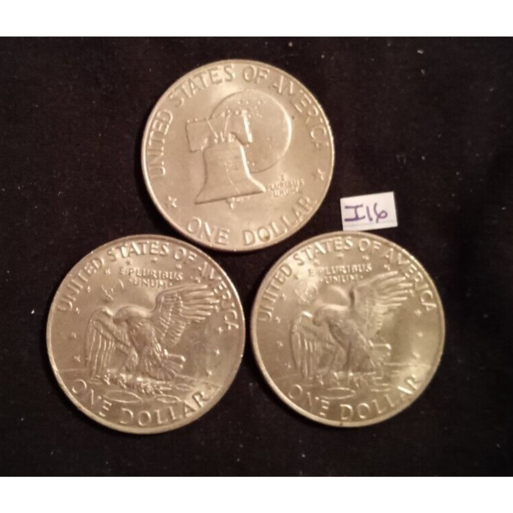 One Bicentennial and Two 1972 Eisenhower Dollar Coins