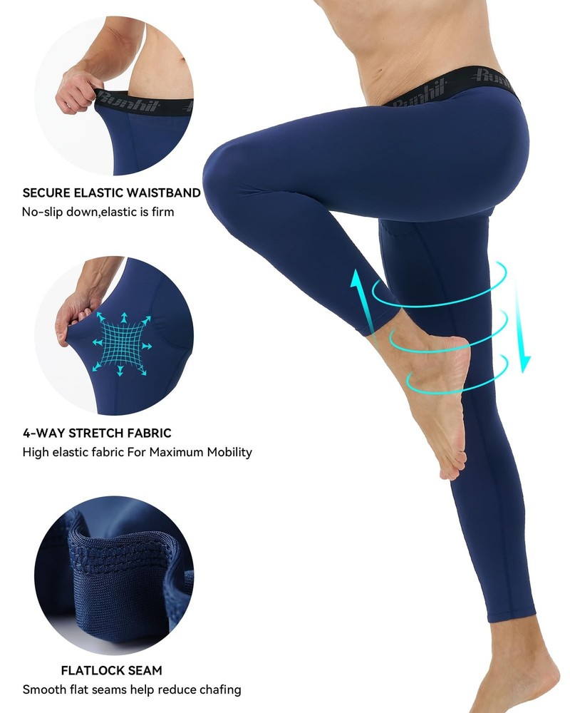 Runhit Men's Compression Running Leggings 3 Pack XX-Large