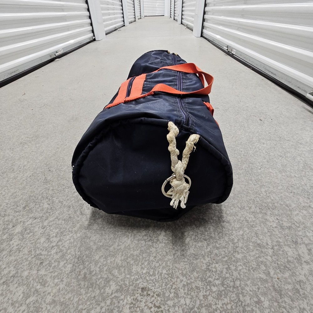Vintage Blue & Red Large Duffle Travel Bag